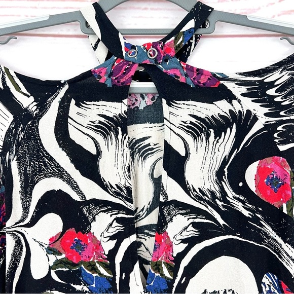 Free People Drift Away Boho High Collar Cold Shoulder Modern Swing Tunic Dress - Picture 10 of 13